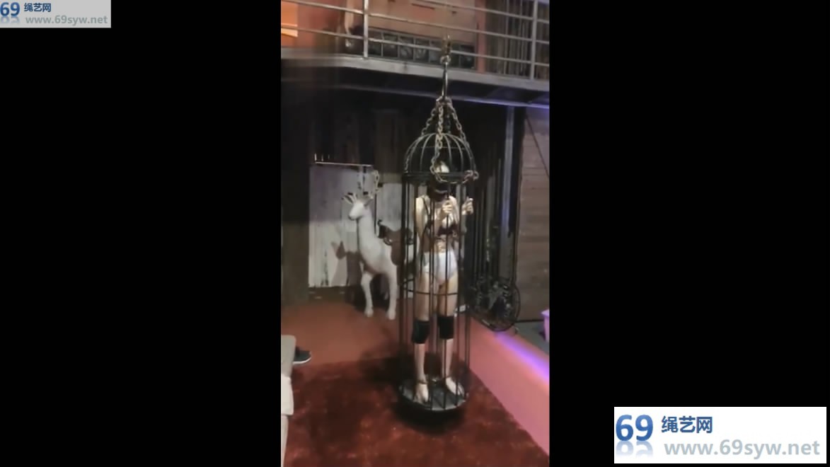  禅狱工作室，女虐女 神秘女S地牢T教笼中女M，口塞丝袜舔美脚/71分钟